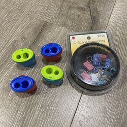 Pencil Sharpener And Binder Clips 