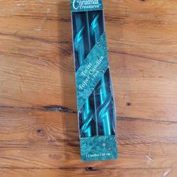 Green Twisted Taper 12" Candles ~ Holiday, Decorative, 2 Pack