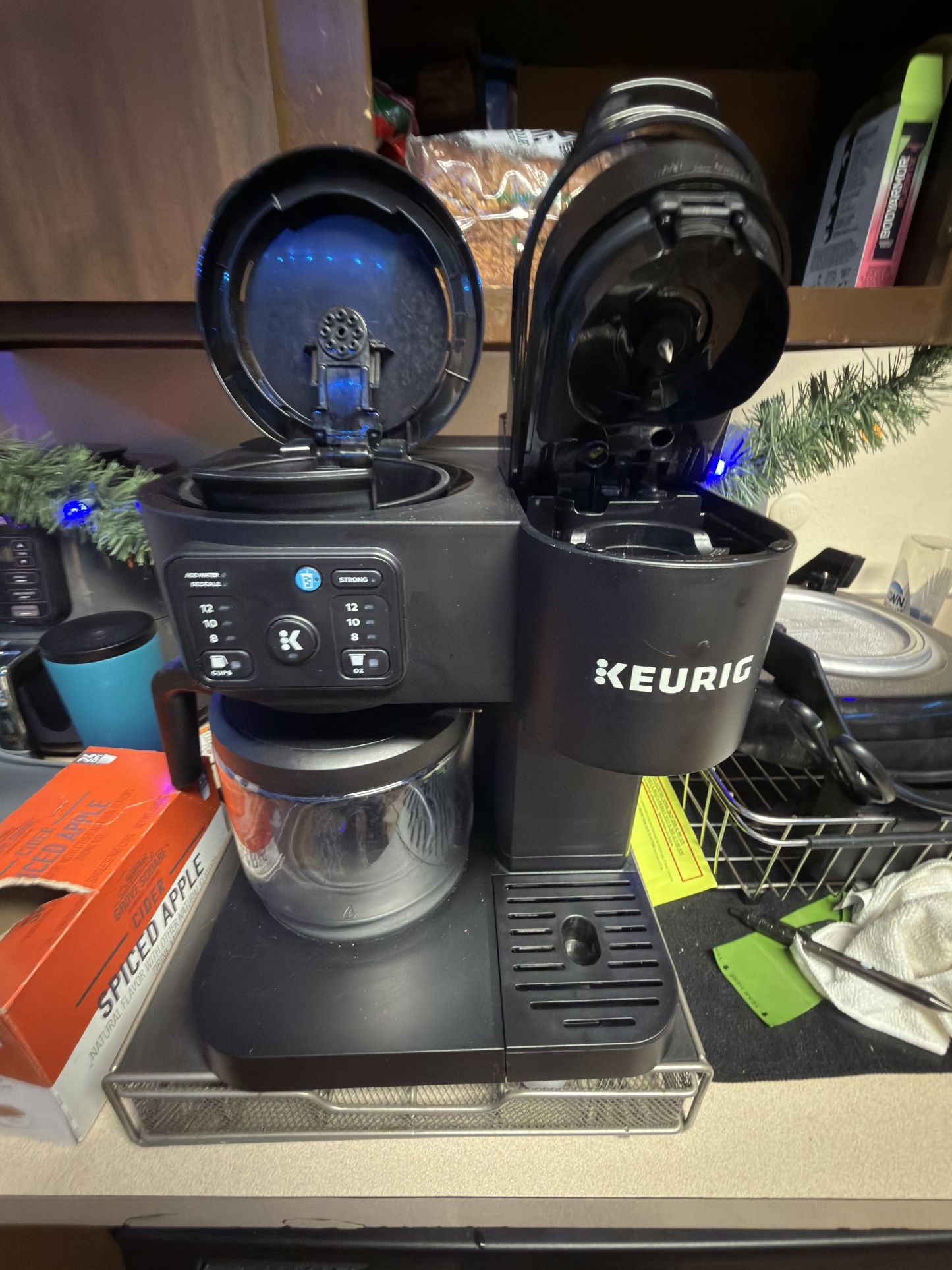 Like New Keurig K-Duo Essentials Bundle with Carafe, Pod Tray, and Starbucks K-Cups