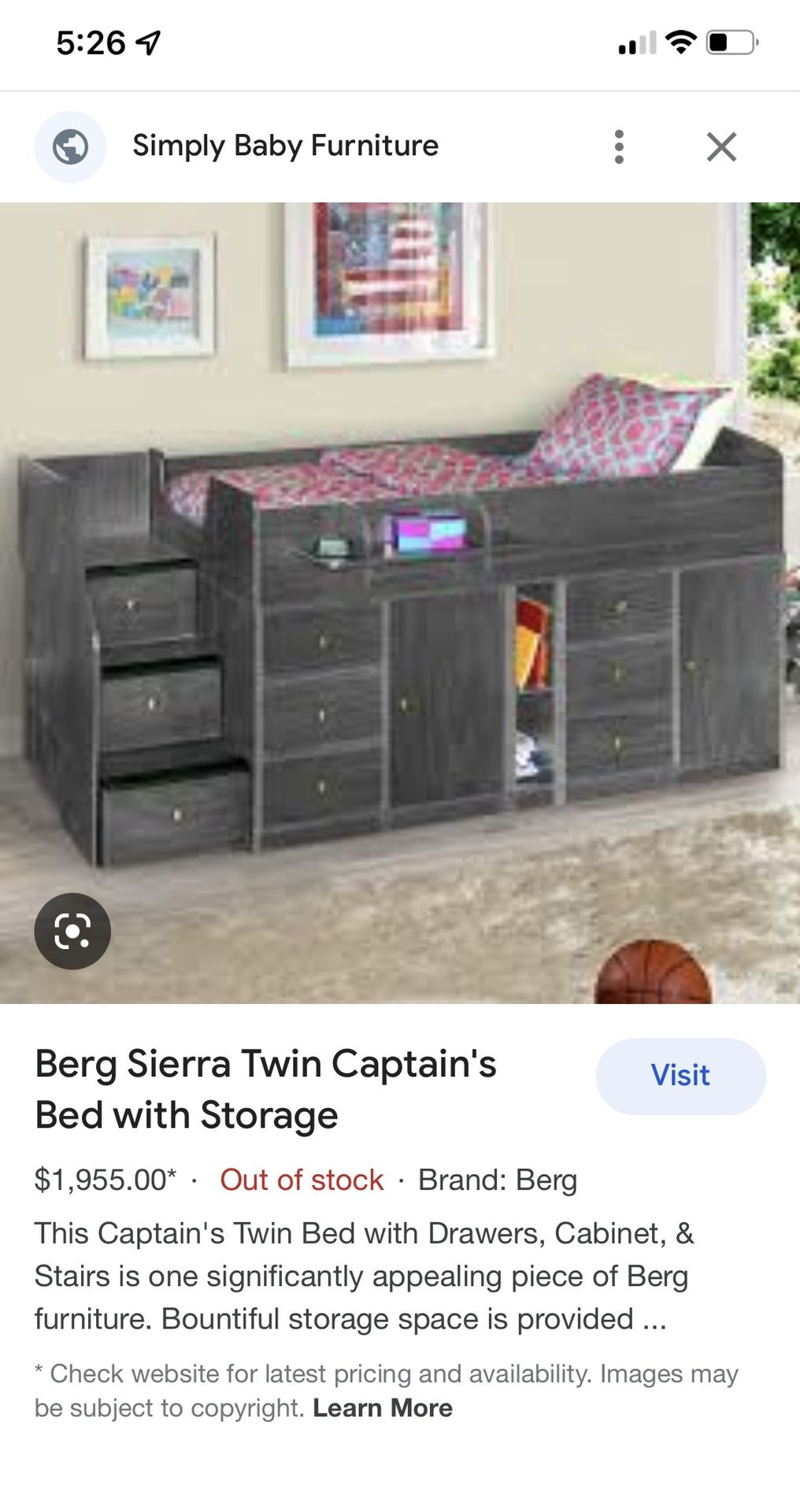 Berg sierra captain's bed deals