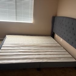 King Size Upholstered Bed Frame – Gray