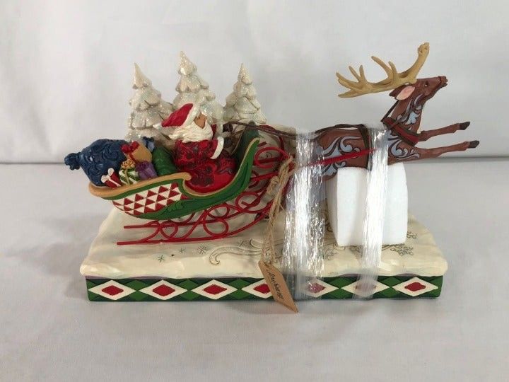 Jim Shore Heartwood Creek Santa Sleigh in Flight Figurine