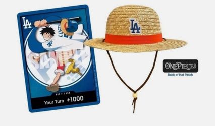 One Piece Luffy Promo Card + Hat (sealed/never worn)
