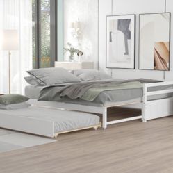 Twin or Double Twin Daybed with Trundle,White