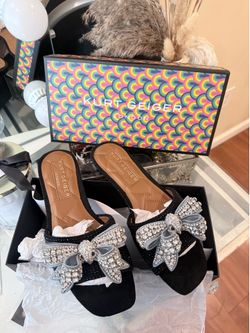Kurt Geiger black sparkly sandals, size 8