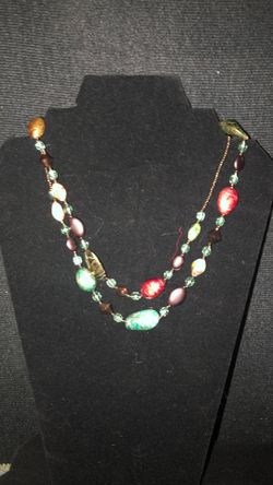 Vintage Retro Beaded Necklace, 36” Long.