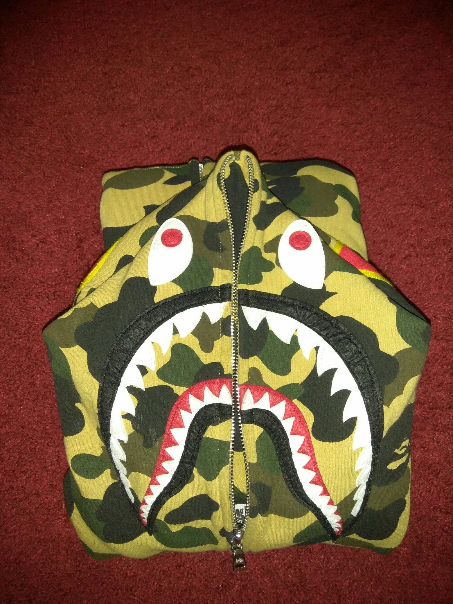 Bape yellow camo ponr shark hoodie