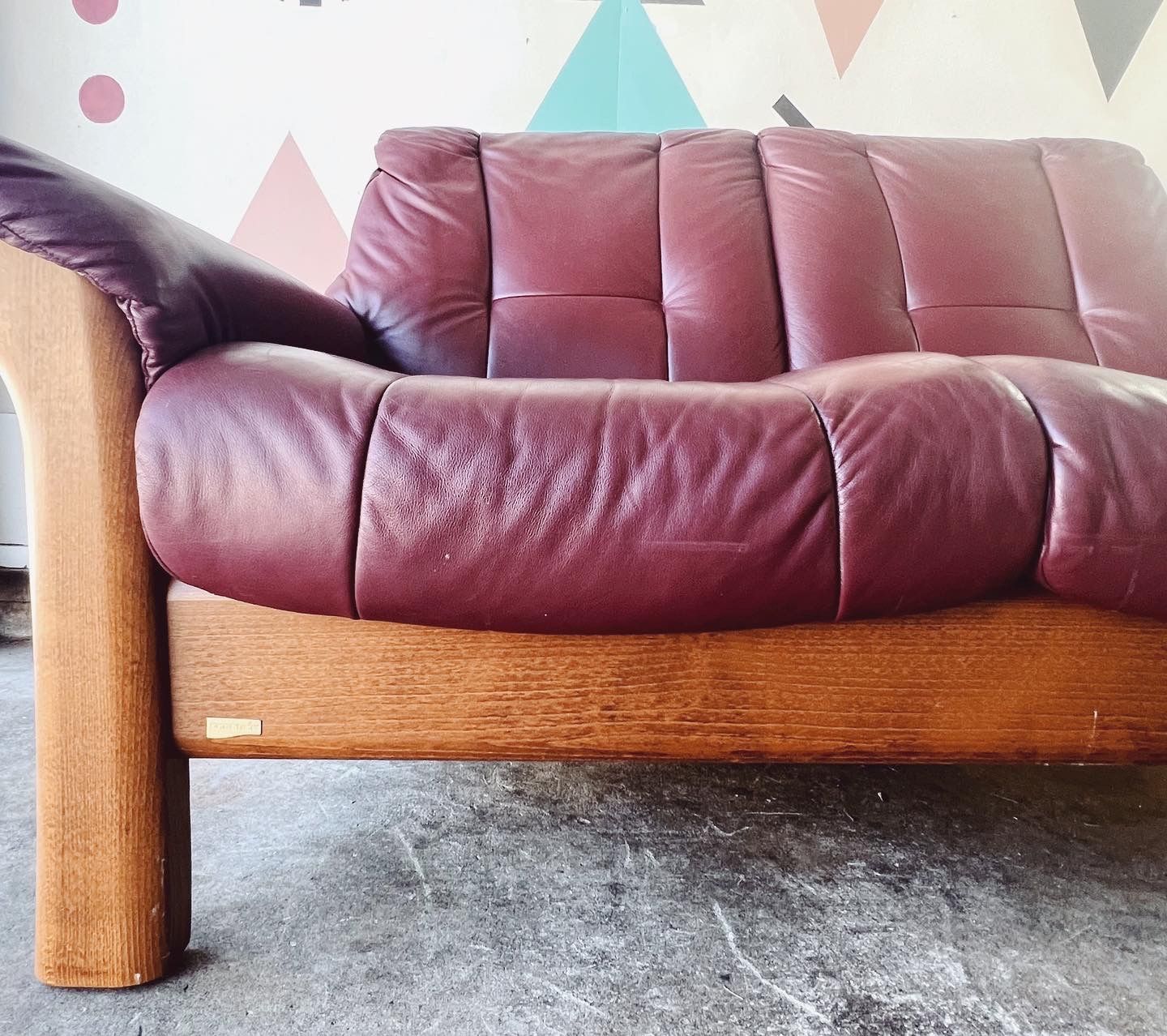 Vintage Ekornes Stressless Loveseat  With Sofa in Burgundy Leather ($550)