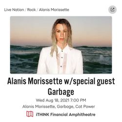Alanis Morissette Concert Tickets (2)