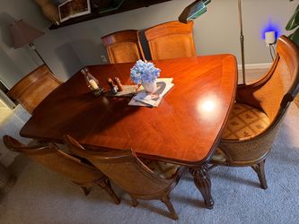 Tommy Bahama Wood Dining Table with 6 Chairs