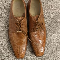 Belvedere Siena Men's Burnt Amber Genuine Ostrich Skin Lace-Up Shoes