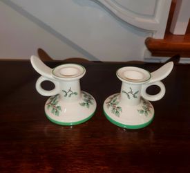 2 Spode Christmas Tree Candle Holders