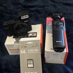Sony ZV-1 Vlogging Camera Bundle - Grip, 64GB SD Card, Box