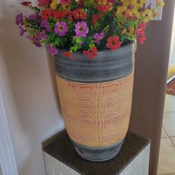 Stands At 2 And A Half Feet Tall Beautiful Pot With Artificial Pansies 