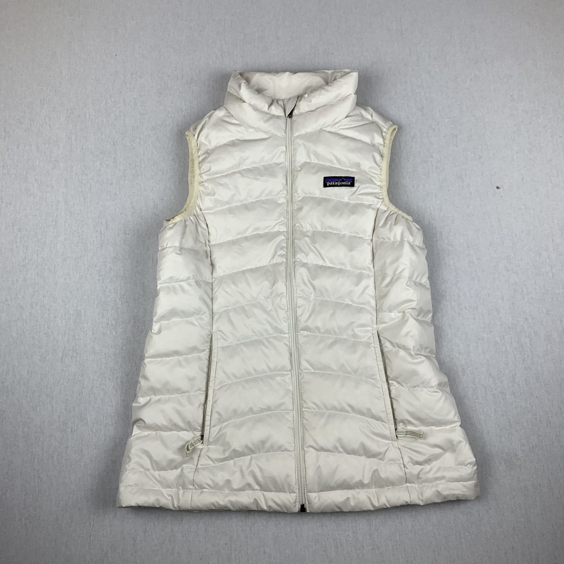 Patagonia Kids Down Sweater White Puffer Full Zip Vest Size Youth Large 12