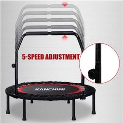 40" Folding Mini Fitness Indoor Exercise Workout Rebounder Trampoline with Handle, Max Load 330lbs