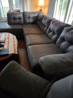 Dark Gray Fabric Recliner Chair and sectional