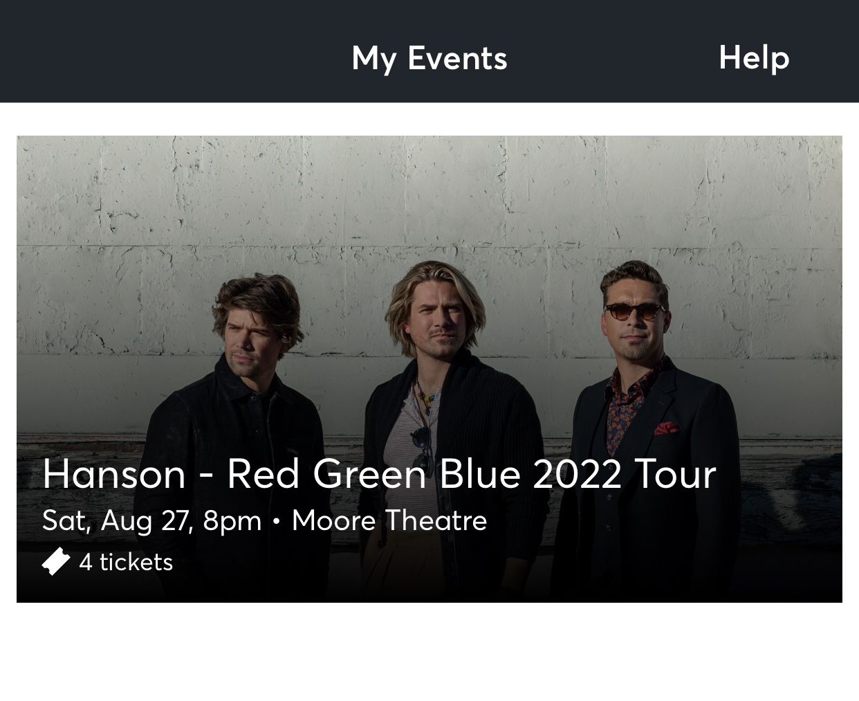 4 Hanson Tickets @ The Moore Theater in Seattle
