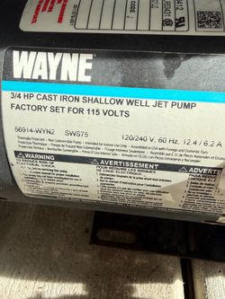 Wayne SWS75 3/4 HP Cast Iron Shallow Well Jet Pump