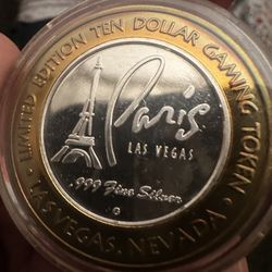 Paris Casino $10 .999 Fine Silver Gaming Token