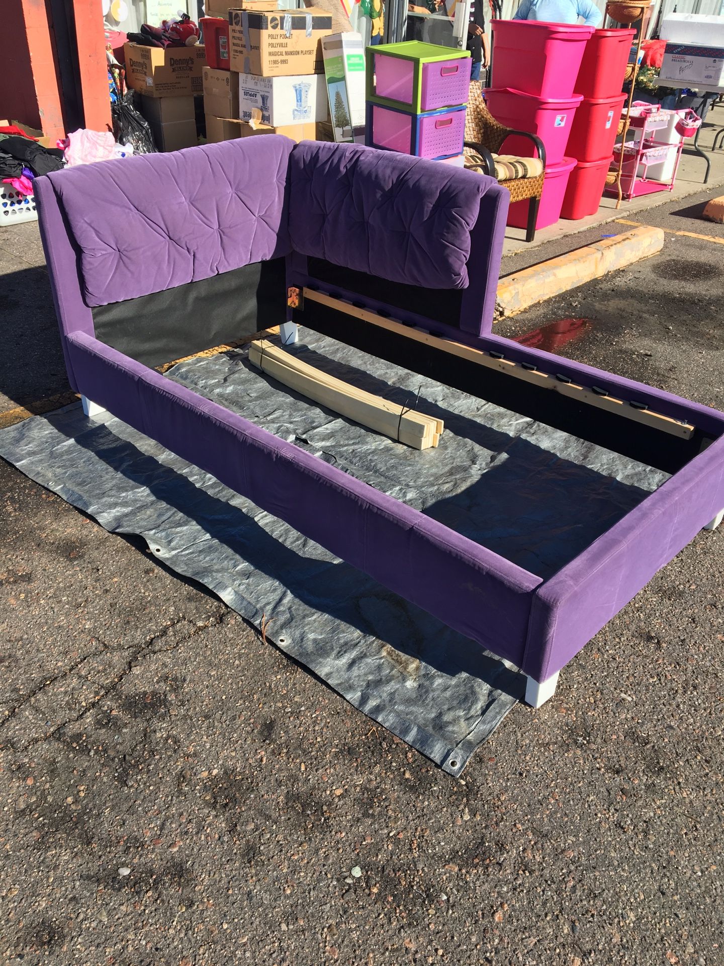 Purple twin bed