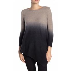 MAGASCHONI Ombré Brown Black Asymmetrical 100% Cashmere Tunic Sweater Size S