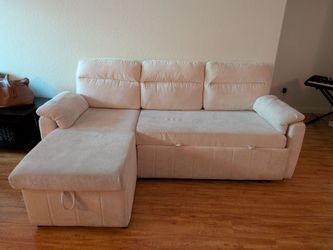Move Out Special! New Sleeper Sectional + Farmhouse TV Stand – Only 4 Months Old