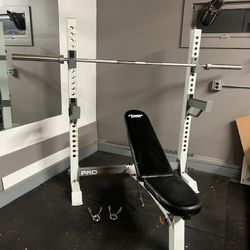 Olympic Weight Bench With Olympic Barbell