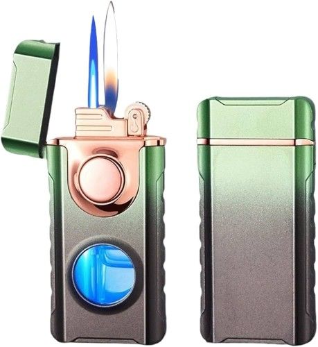 Double Fire Windproof Lighters Torch Lighte, Soft Flame Lighter, Butane Lighter, Switchable Flame Lighter Butane Refillable Gifts for Men