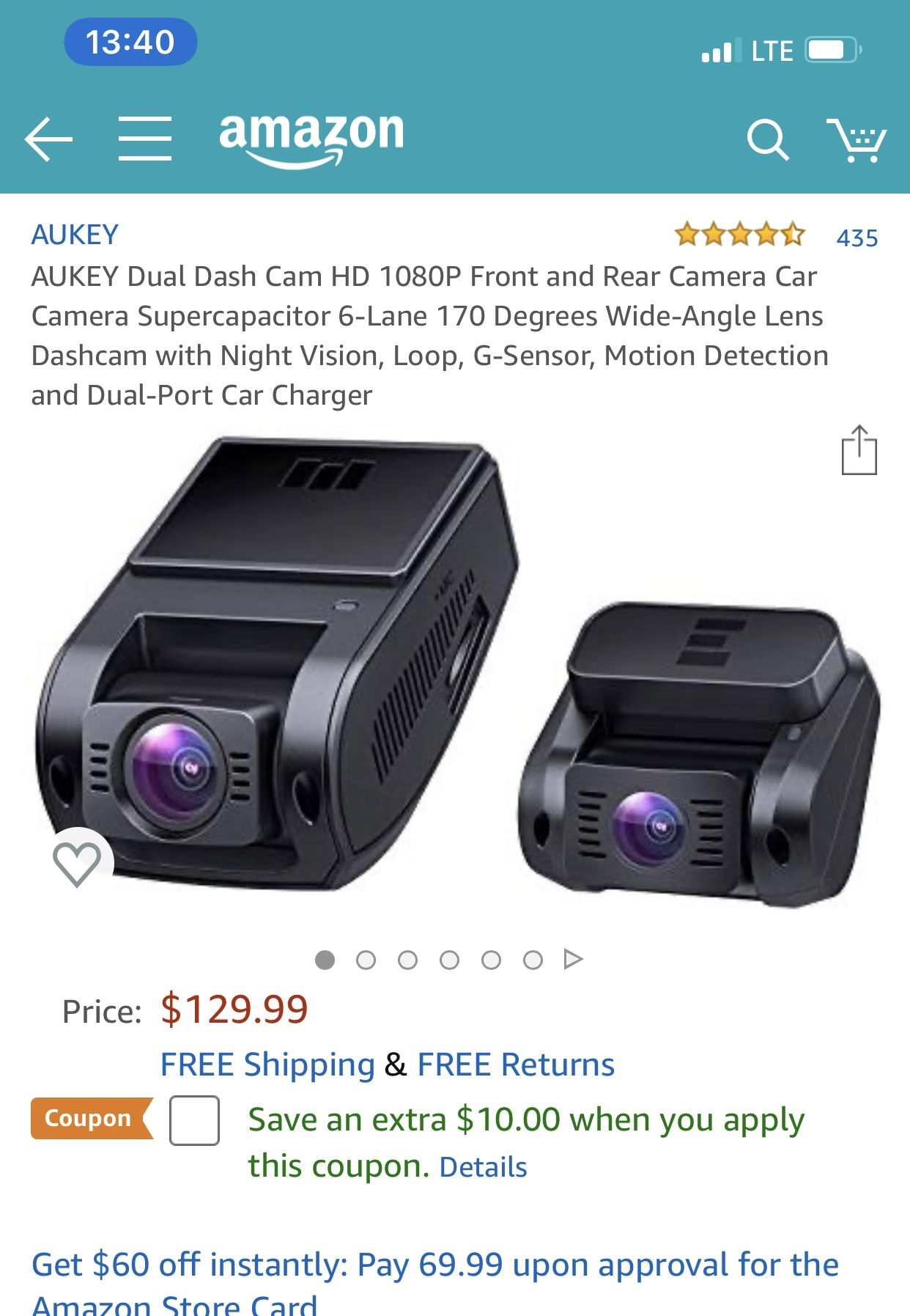 Brand New Aukey Dual Dash Cam DR02D w/ Hardwire Kit for Easy Install