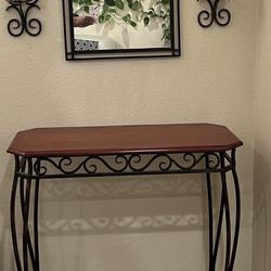 Entry Table + Mirror + Two Candle Holders