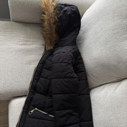 Maralyn & Me Women’s Black Puffer Coat w/ Faux Fur Hood – Size S – New