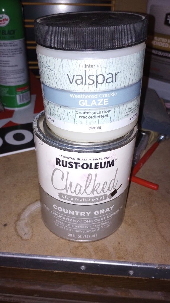 Valspar Weathered Crackle Glaze And Rust-Oleum Chalk Paint