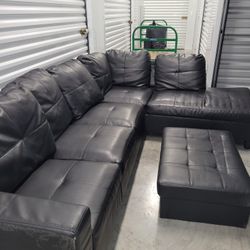 Sectional Sofa   Faux Black