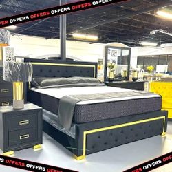 Queen Size Bed Frame, Dresser, Mirror, Nightstand Bedroom Furniture Set 🌟Extra Discount Code RSG 
🔥🔥 Mention OfferUp for this Special Price!!