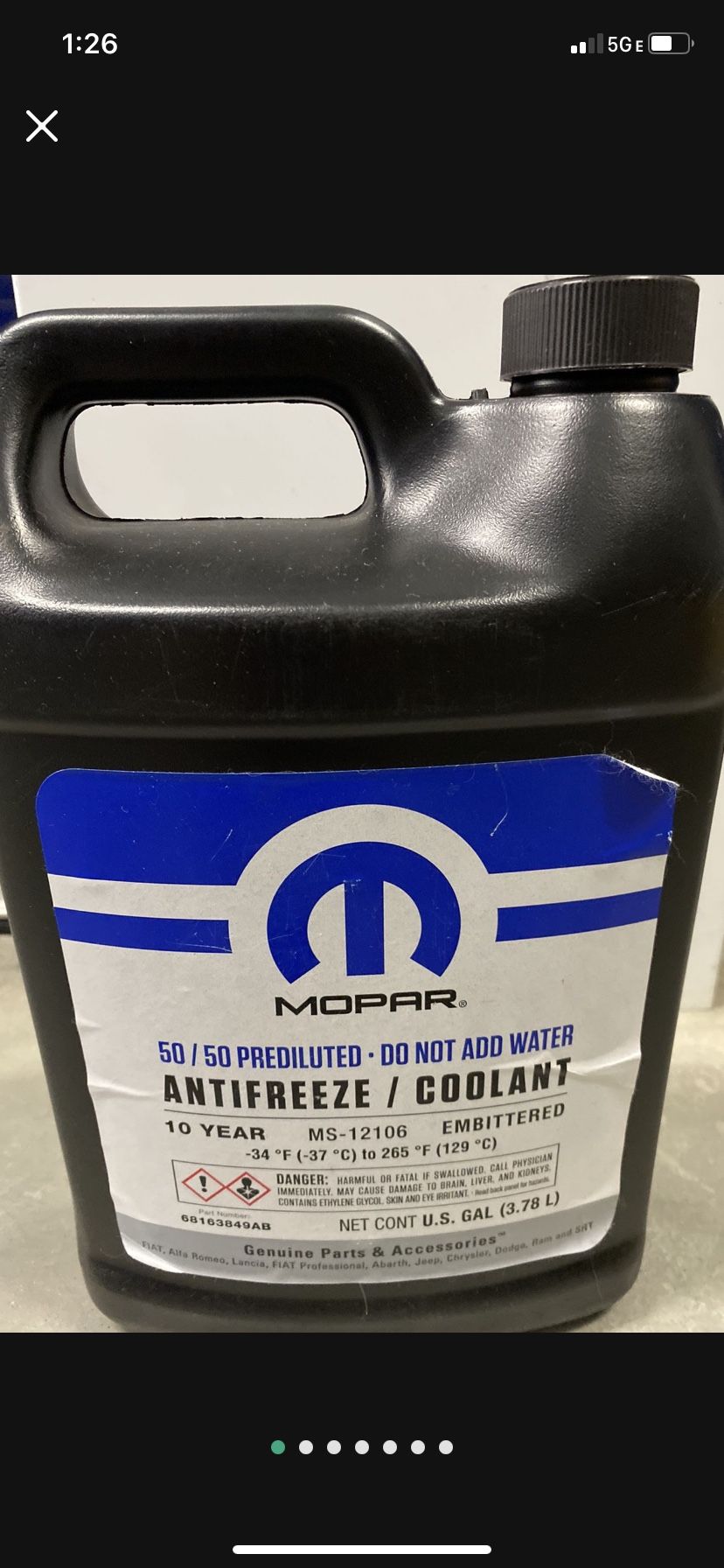 Mopar / Chrysler purple coolant for Jeep And Dodge Very Rare And