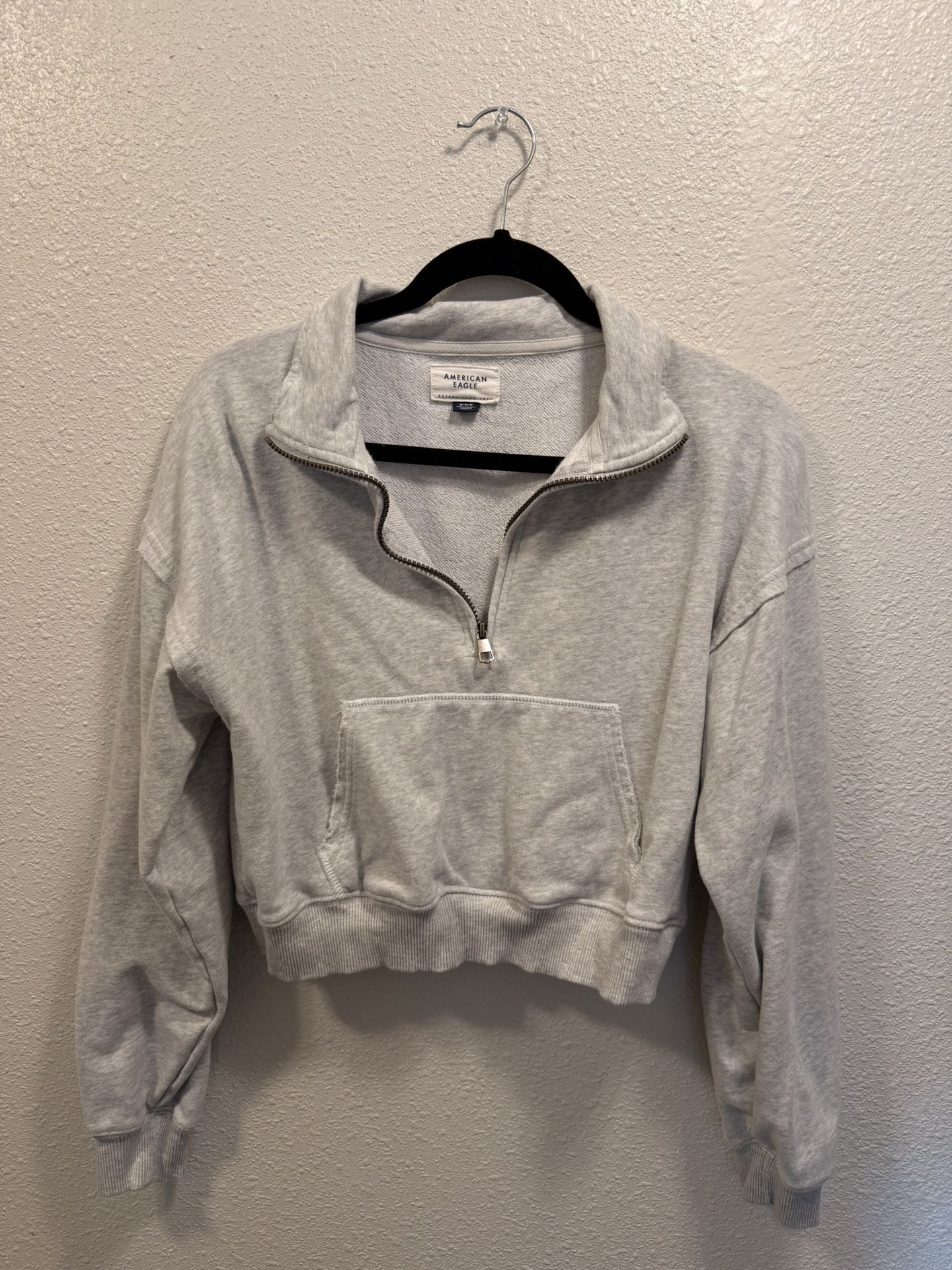 American Eagle Half Zip Cropped Sweatshirt
