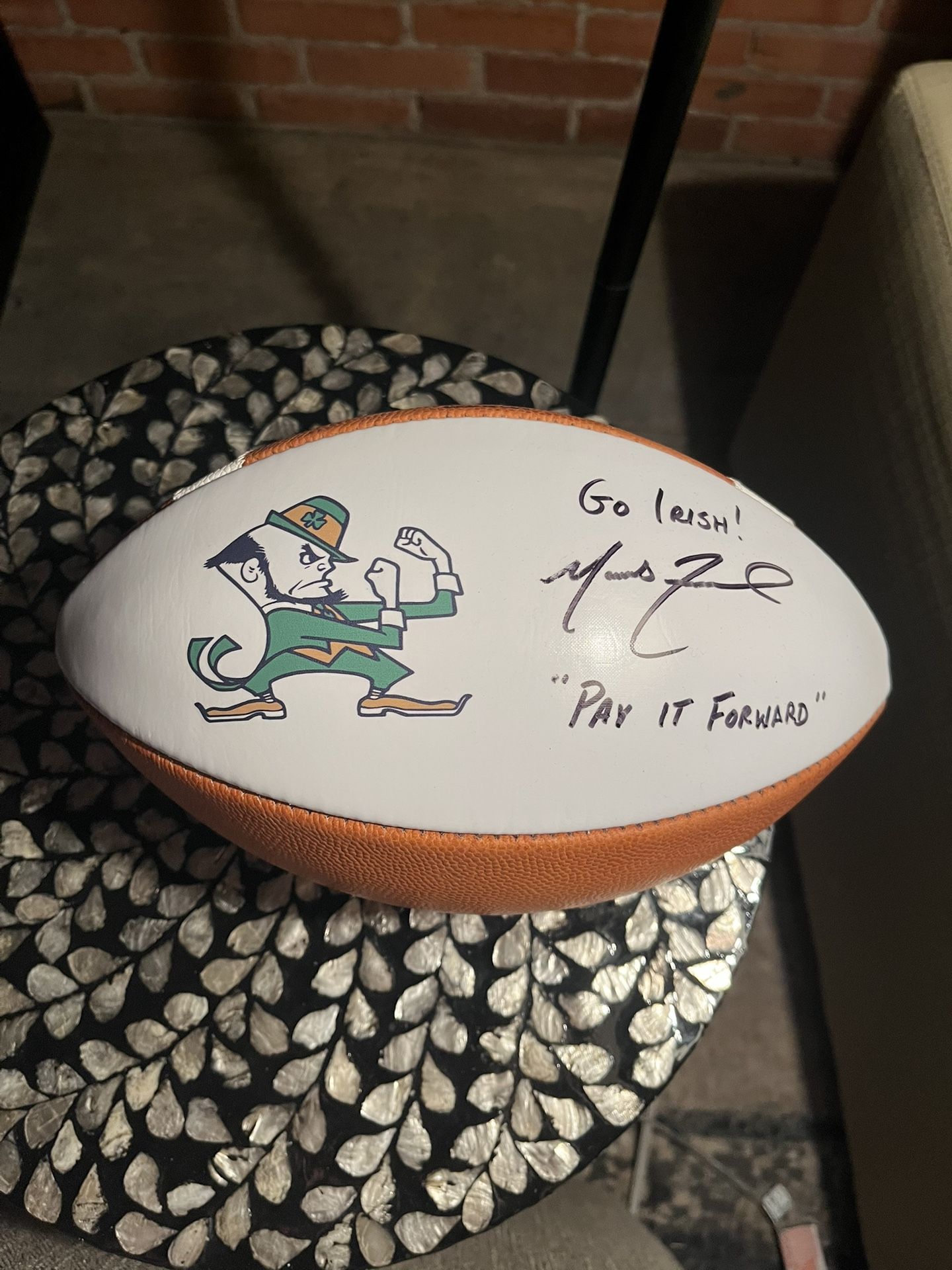 Marcus Freeman Signed Football And Jeremiyah Love Football Card