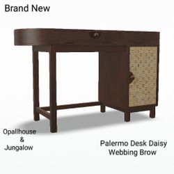 Brand New - Opallhouse & Jungalow - Palermo Desk Cabinet Webbing Brow Metal  Hardware Enclosed Storage 