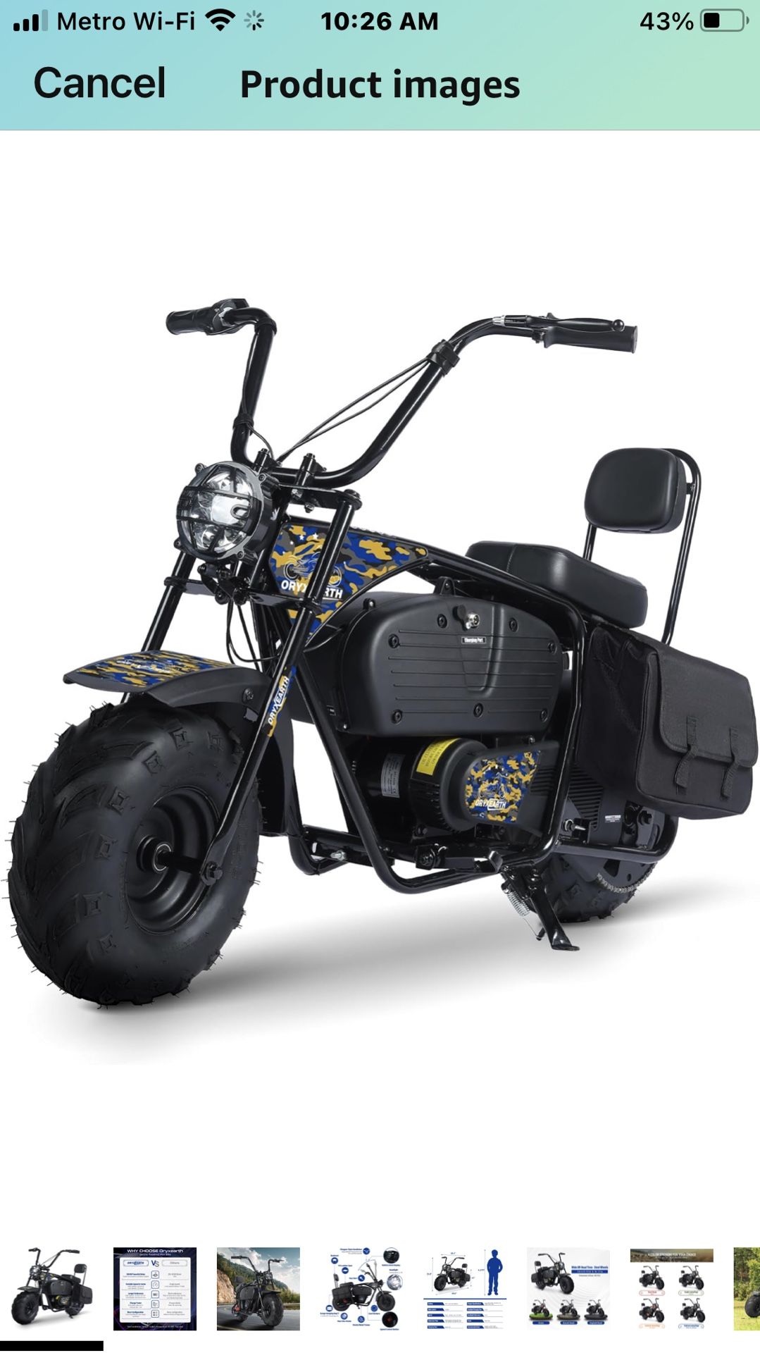 Oryxearth Electric Dirt Bike for Kids with Headlight and Portable Bagu