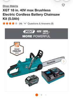 Makita XGT 18 in. 40V Cordless Chainsaw Kit