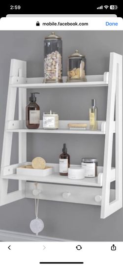 Kids Ladder White Wall Shelf Bathroom  NIB