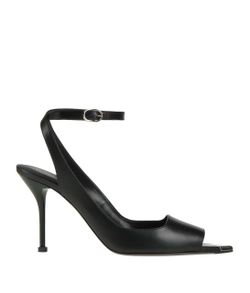 Alexander McQueen - Black Leather Stiletto Ankle Strap Sandals