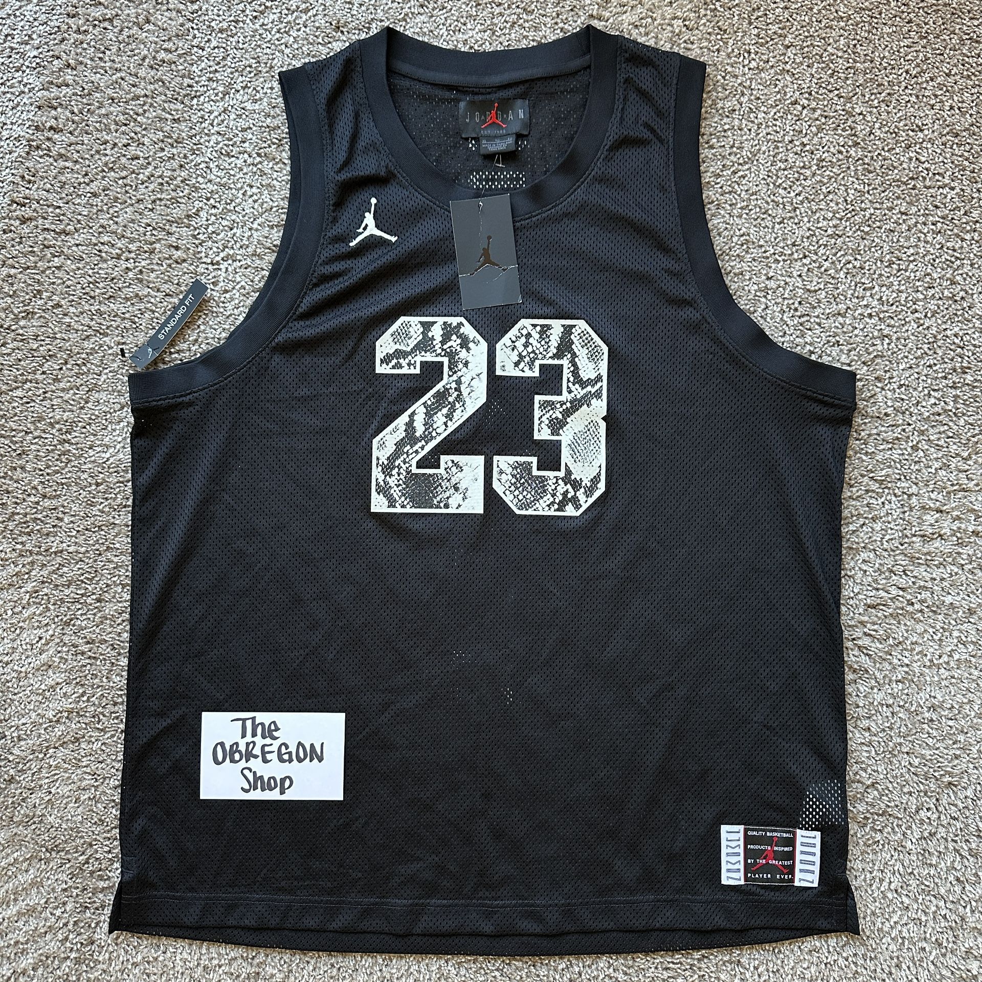 AIR JORDAN JUMPMAN LEGACY AJ11 SNAKESKIN BASKETBALL MESH JERSEY MENS SIZE XL BLACK WHITE NEW