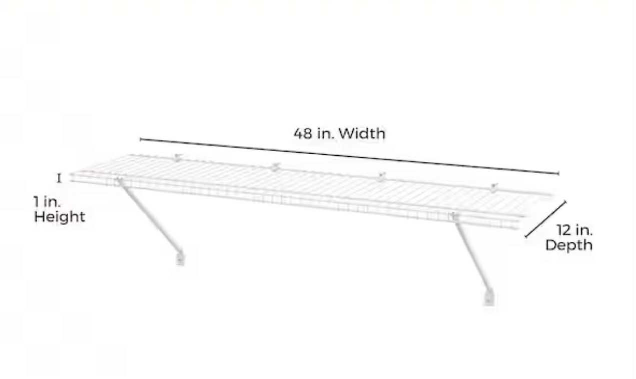 ClosetMaidWhite Steel Wire Closet Shelf - 48in X 12in