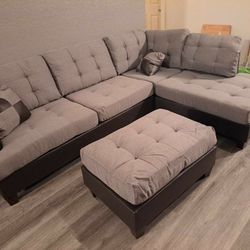 3pcs Sectional Sofa W/ottoman
