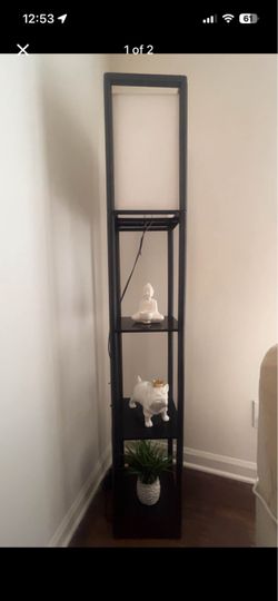 Black shelf floor lamp