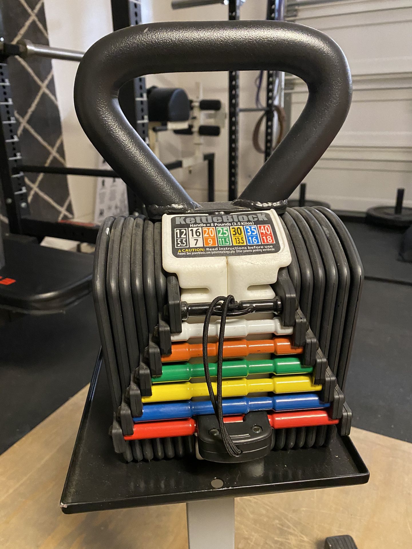 Powerblock adjustable kettlebell with gym stand