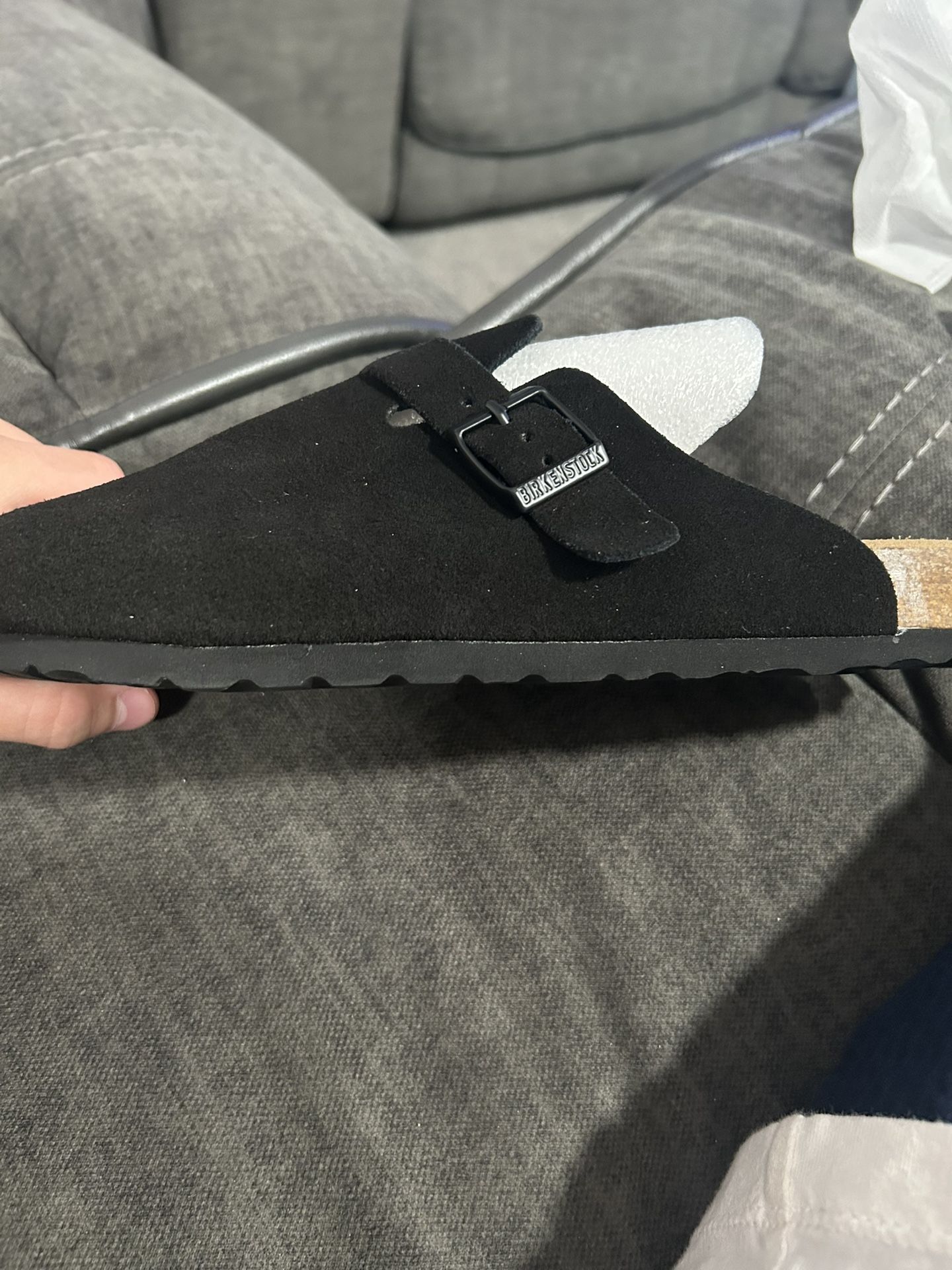 Size 7M birkenstock black suede