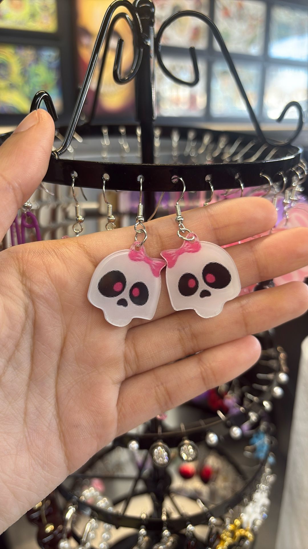 Skull With Bows Earrings